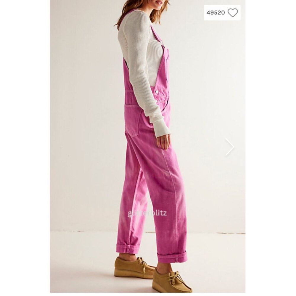Free People Ziggy Denim Overalls - We the Free - Pink - LAST ONE IN STOCK! - Picture 5 of 16